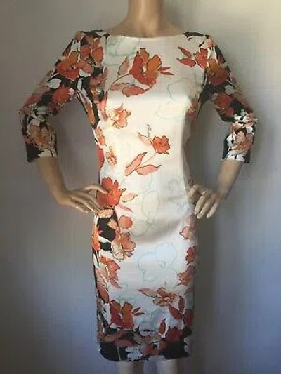 Pre-owned St John Knit Sz 2 Dress Orange Black Caviar Multi Silk