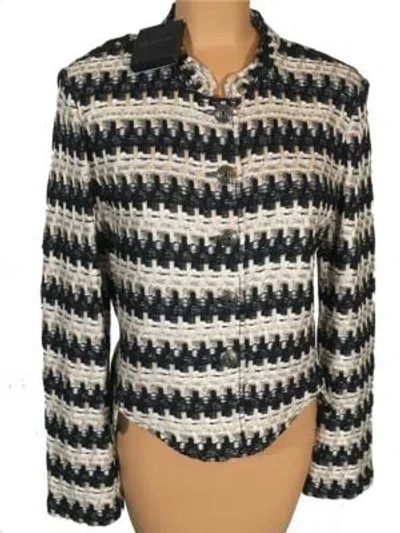 Pre-owned St John St. John Knits Advik Tweed Knit Caviar Topper Jacket Blazer Sz 10 $1595 In Caviar Multi