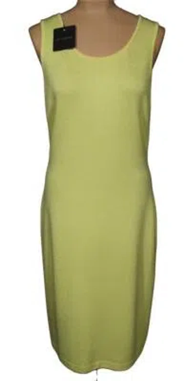Pre-owned St John St. John Knits Citron Yellow Santana Knit Sheath Tank Dress Sz 8 $895