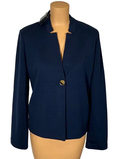Pre-owned St John St. John Knits Navy Blue Milano Knit Jacket Blazer Sz 16 $1295