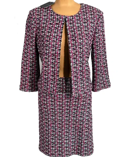 Pre-owned St John St. John Knits Textured Tweed Jacket Blazer Topper Skirt Suit Sz 12 $1990 In Flamingo Multi
