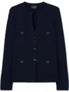 St John Santiago Knit Button Jacket In Blue