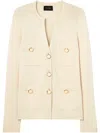 St John Santiago Knit Button Jacket In White