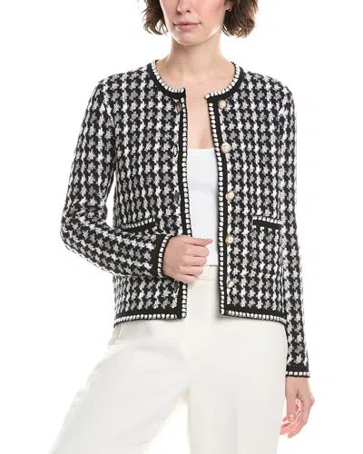 St John St. John Knitted Houndstooth Jacket In Black