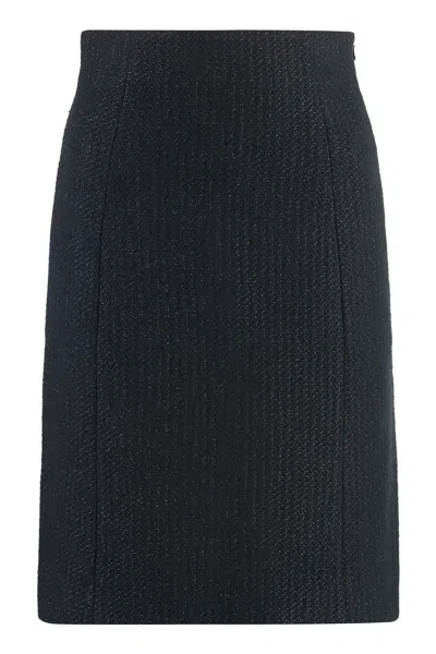 St John Knitted Skirt In Blue