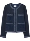 St John Mixed Media Tweed Short Jacket In 蓝色