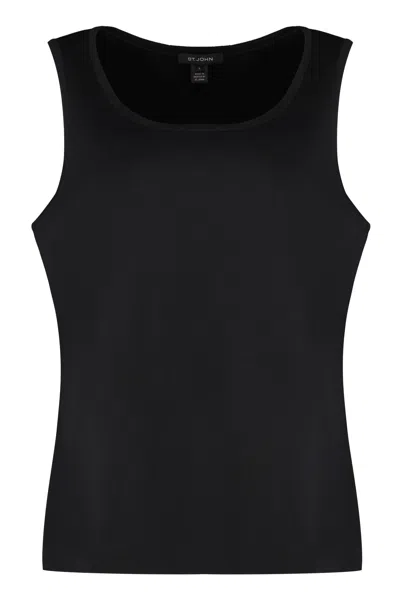St John Knitted Wool-blend Top In Black