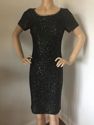 Pre-owned St John Knt St John Knit Dress Size 4 Black Caviar Sequins Wool Rayon