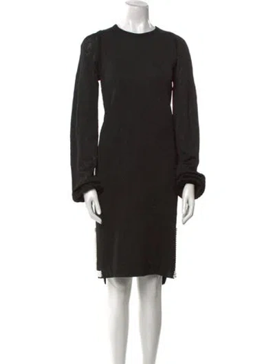 Pre-owned St John Lace Knee-length Dress In Black