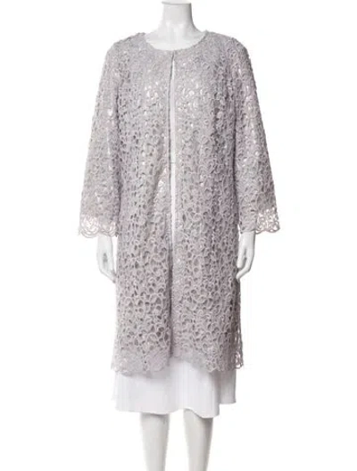 Pre-owned St John Lace Pattern Coat In Purple