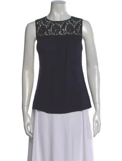 Pre-owned St John Lace Pattern Crew Neck Top In Gray
