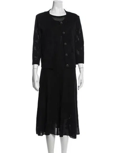 Pre-owned St John Lace Pattern Dress Set In Black