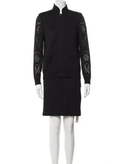 Pre-owned St John Lace Pattern Dress Set In Black