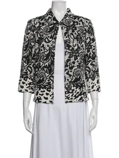 Pre-owned St John Lace Pattern Jacket In Blue