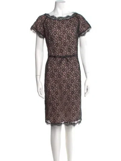 Pre-owned St John Lace Pattern Knee-length Dress In Black