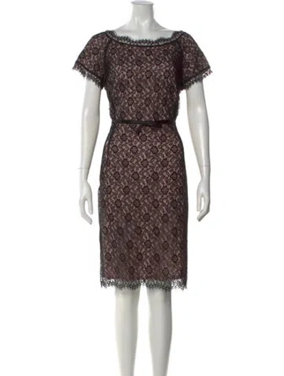 Pre-owned St John Lace Pattern Knee-length Dress In Black