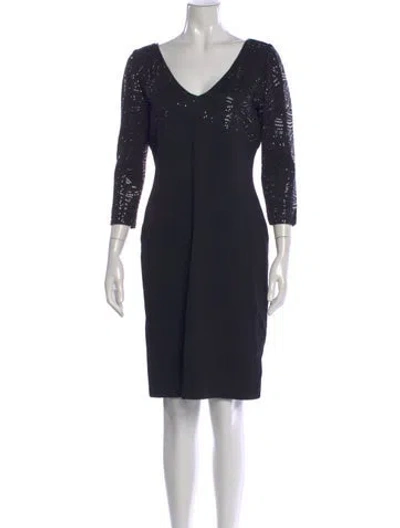 Pre-owned St John Lace Pattern Knee-length Dress In Black