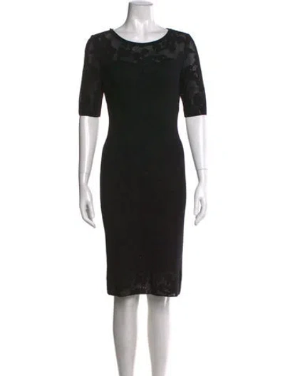 Pre-owned St John Lace Pattern Knee-length Dress In Black