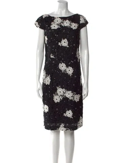 Pre-owned St John Lace Pattern Knee-length Dress In Black