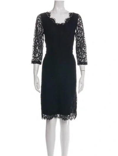 Pre-owned St John Lace Pattern Knee-length Dress In Black