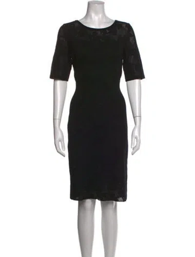 Pre-owned St John Lace Pattern Knee-length Dress In Black