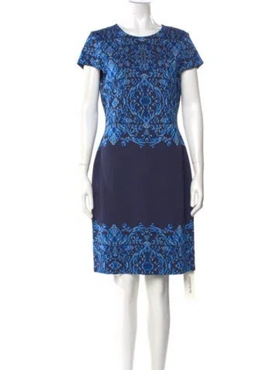 Pre-owned St John Lace Pattern Knee-length Dress In Blue