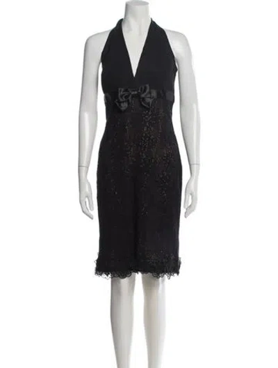 Pre-owned St John Lace Pattern Knee-length Dress In Blue