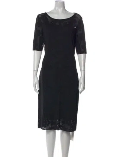 Pre-owned St John Lace Pattern Knee-length Dress In Blue