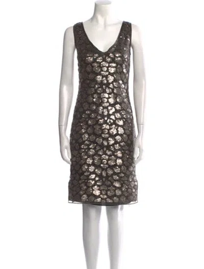 Pre-owned St John Lace Pattern Knee-length Dress In Neutral