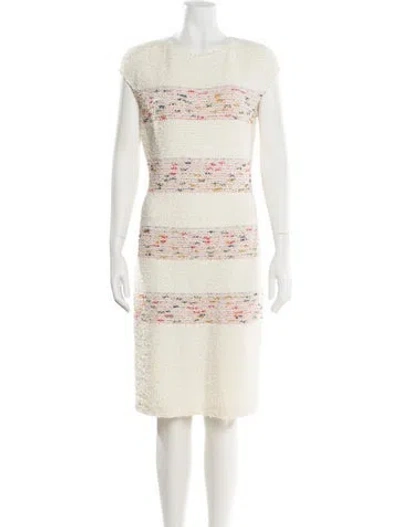 Pre-owned St John Lace Pattern Knee-length Dress In Neutral