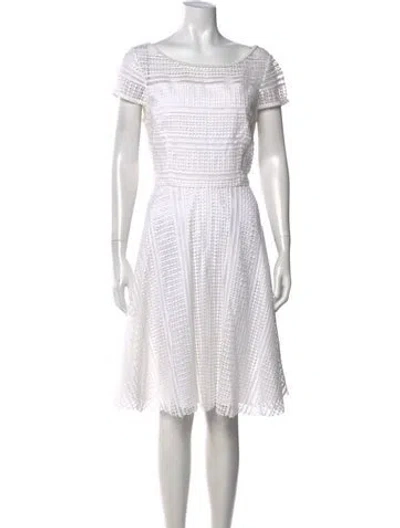 Pre-owned St John Lace Pattern Knee-length Dress In Neutral