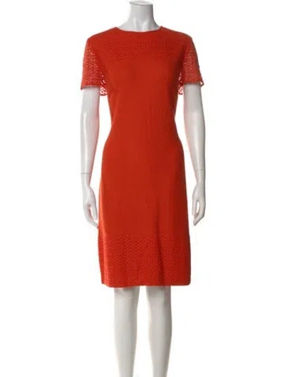 Pre-owned St John Lace Pattern Knee-length Dress In Orange