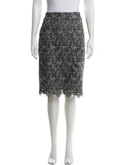 Pre-owned St John Lace Pattern Knee-length Skirt In White