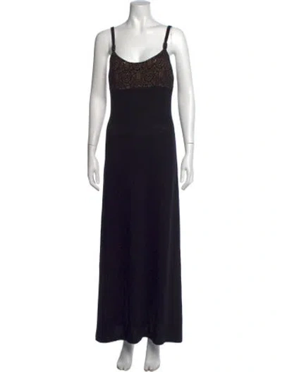 Pre-owned St John Lace Pattern Long Dress In Black