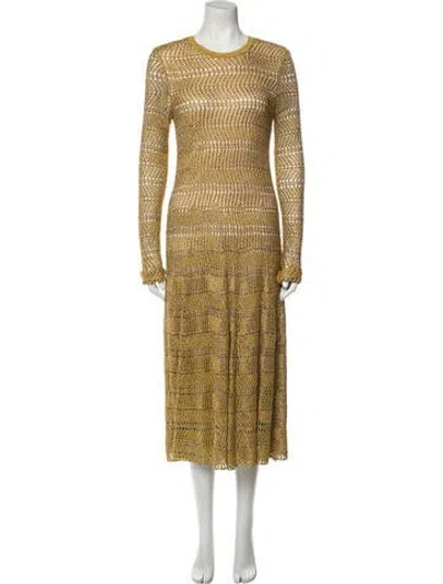 Pre-owned St John Lace Pattern Long Dress In Neutral