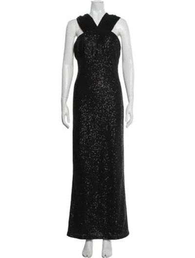 Pre-owned St John Lace Pattern Long Dress In Neutral