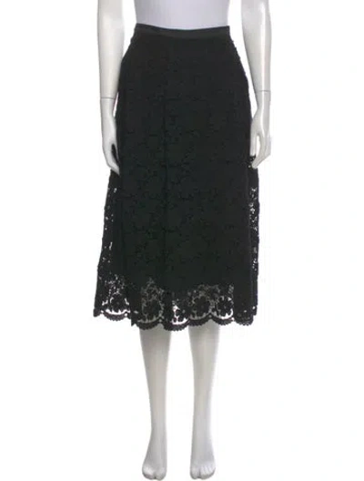 Pre-owned St John Lace Pattern Midi Length Skirt In Black