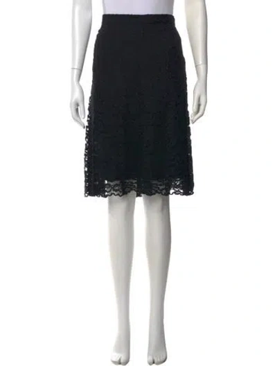 Pre-owned St John Lace Pattern Midi Length Skirt In Black