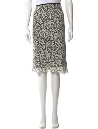 Pre-owned St John Lace Pattern Midi Length Skirt In Neutrals