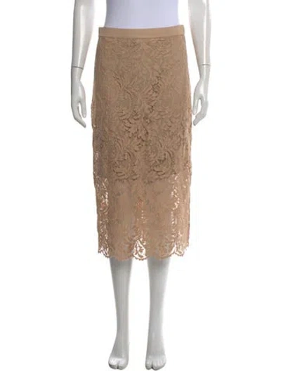Pre-owned St John Lace Pattern Midi Length Skirt W/ Tags In Neutral