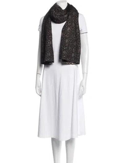 Pre-owned St John Lace Pattern Scarf In Black