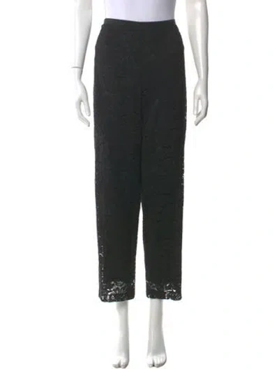 Pre-owned St John Lace Pattern Straight Leg Pants In Black