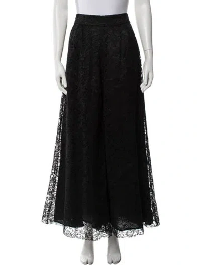 Pre-owned St John Lace Pattern Wide Leg Pants In Black