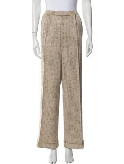 Pre-owned St John Lace Pattern Wide Leg Pants In Brown