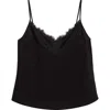 St John St. John Lace Trim Silk Crepe Camisole In Black