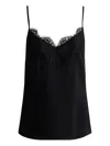 St John Lace-trimmed Silk Top In Black