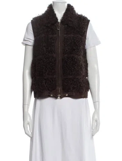 Pre-owned St John Lamb Fur Vest In Brown