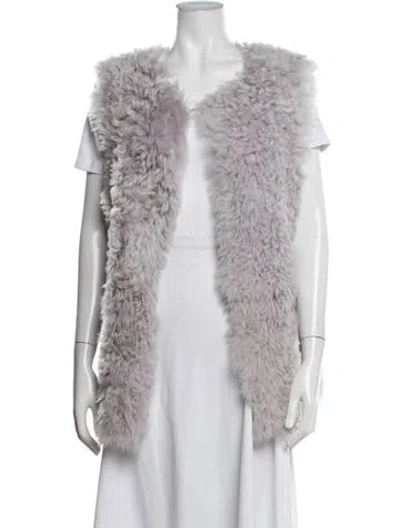 Pre-owned St John Lamb Fur Vest In Grey