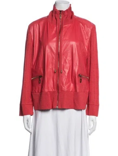 Pre-owned St John Lamb Leather Bomber Jacket In Orange