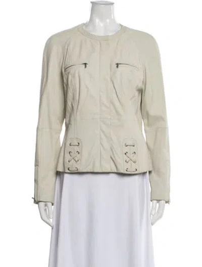Pre-owned St John Lamb Leather Evening Jacket In Neutral